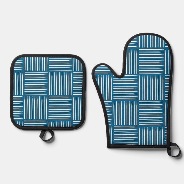 Drum Crosshatch  Oven Mitt & Pot Holder Set (Front)