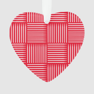 Drum Crosshatch Red Ornament