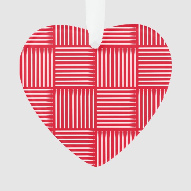 Drum Crosshatch Red Ornament (Front)
