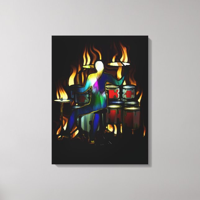 Drum guy playing his drum set canvas print (Front)