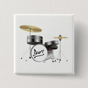 Drum Kit 15 Cm Square Badge