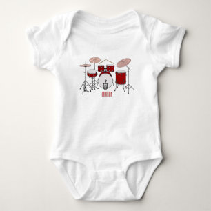 Drum kit cartoon illustration  baby bodysuit