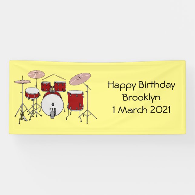 Drum kit cartoon illustration banner (Horizontal)