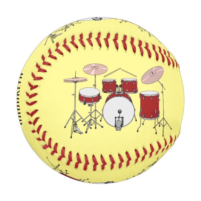 Drum kit cartoon illustration  baseball (Front Left)