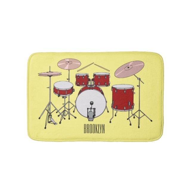 Drum kit cartoon illustration  bath mat (Front)