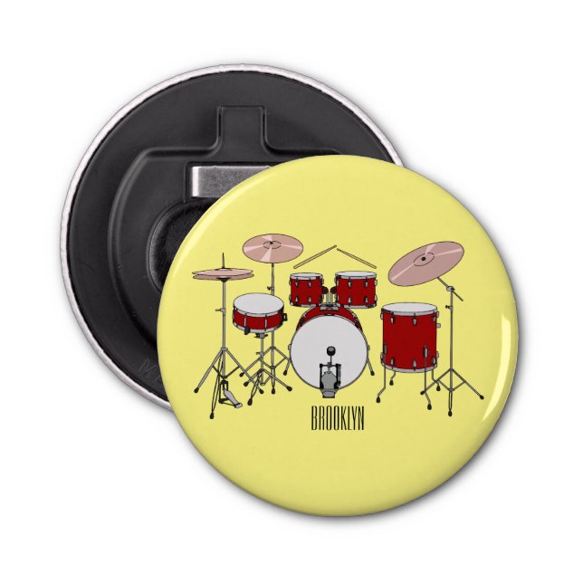 Drum kit cartoon illustration  bottle opener (Front)