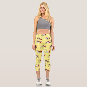 Drum kit cartoon illustration capri leggings