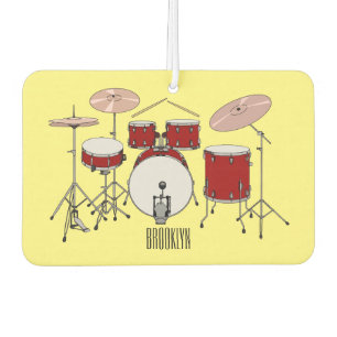 Drum kit cartoon illustration  car air freshener