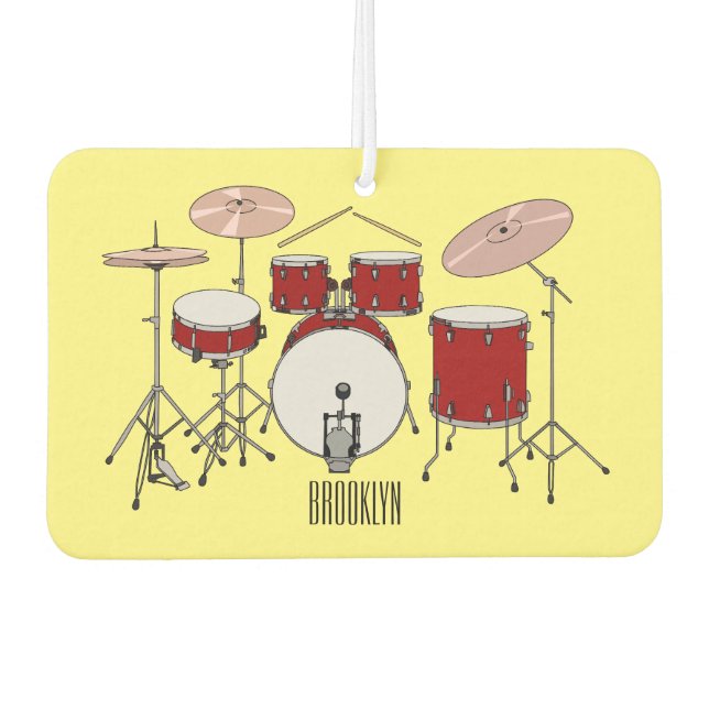Drum kit cartoon illustration  car air freshener (Front)