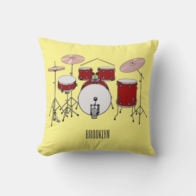 Drum kit cartoon illustration  cushion (Front)