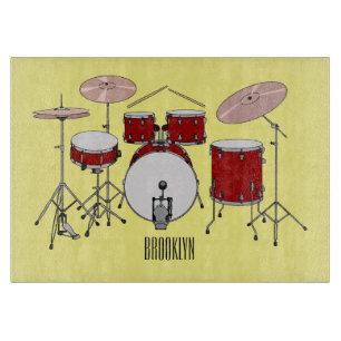 Drum kit cartoon illustration  cutting board