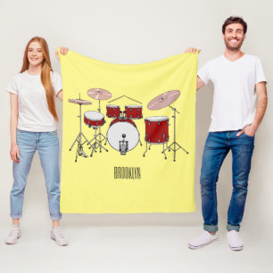 Drum kit cartoon illustration  fleece blanket