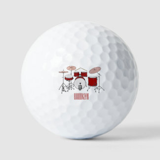 Drum kit cartoon illustration  golf balls