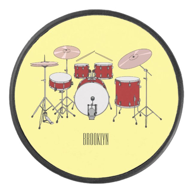 Drum kit cartoon illustration  hockey puck (Front)