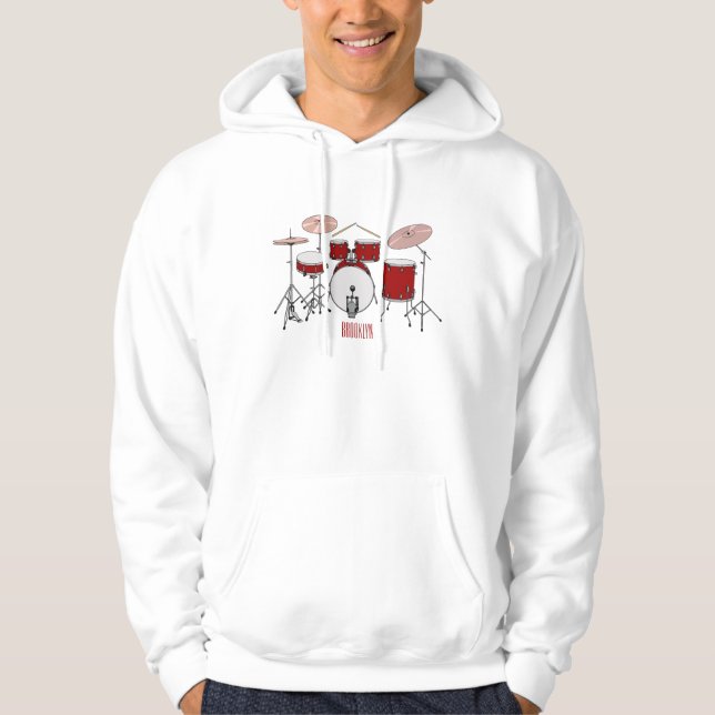 Drum kit cartoon illustration  hoodie (Front)