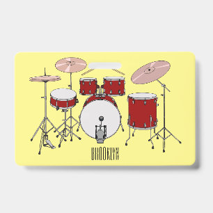 Drum kit cartoon illustration ID badge