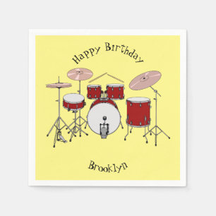 Drum kit cartoon illustration napkin