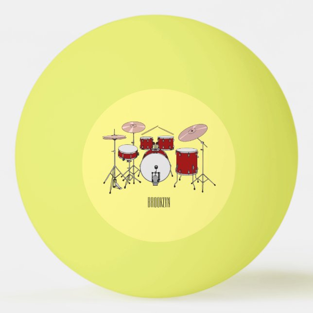 Drum kit cartoon illustration  ping pong ball (Front)