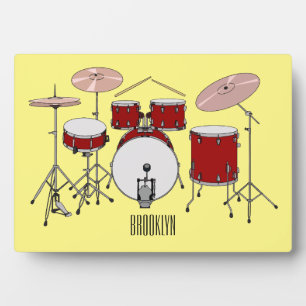 Drum kit cartoon illustration  plaque