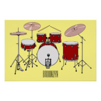 Drum kit cartoon illustration 