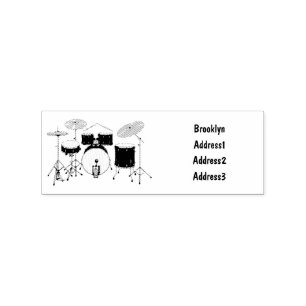 Drum kit cartoon illustration rubber stamp