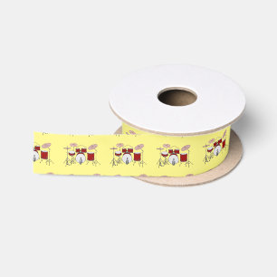 Drum kit cartoon illustration satin ribbon