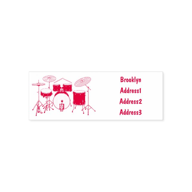 Drum kit cartoon illustration self-inking stamp (Design)