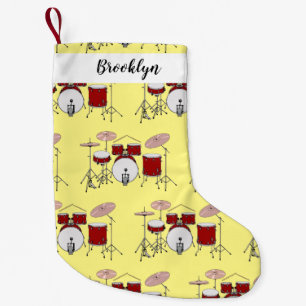 Drum kit cartoon illustration small christmas stocking