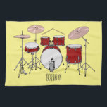 Drum kit cartoon illustration  tea towel<br><div class="desc">Drum kit cartoon illustration</div>