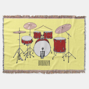 Drum kit cartoon illustration  throw blanket