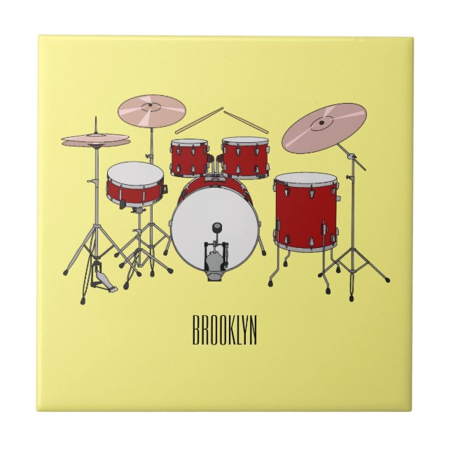 Drum kit cartoon illustration  tile (Front)