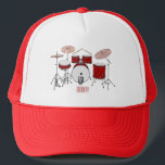 Drum kit cartoon illustration trucker hat<br><div class="desc">Drum kit cartoon illustration</div>