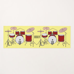 Drum kit cartoon illustration yoga mat