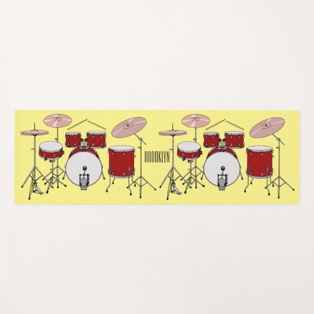 Drum kit cartoon illustration  yoga mat (Front (Horizontal))