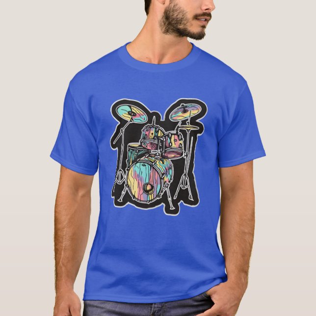 Drum Kit Cartoon Look funny T-Shirt (Front)