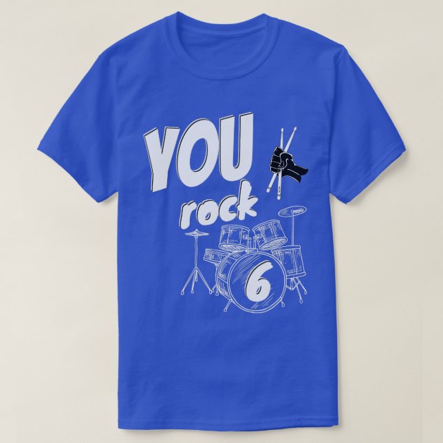 Drum Kit Drummer 6 Years 6th Birthday Boys Girls  T-Shirt (Design Front)