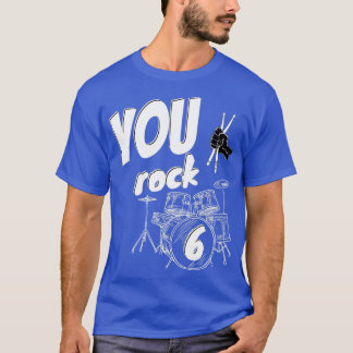 Drum Kit Drummer 6 Years 6th Birthday Boys Girls  T-Shirt