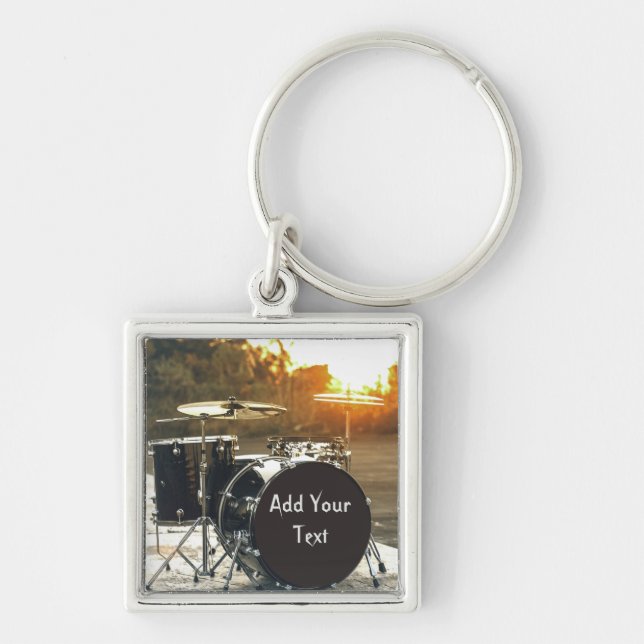 Drum Kit Drummer Rock  Personalise Customise Key Ring (Front)