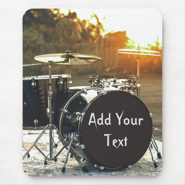Drum Kit Drummer Rock  Personalise Customise Mouse Mat (Front)