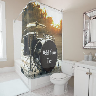 Drum Kit Drummer Rock  Personalise Customise Shower Curtain