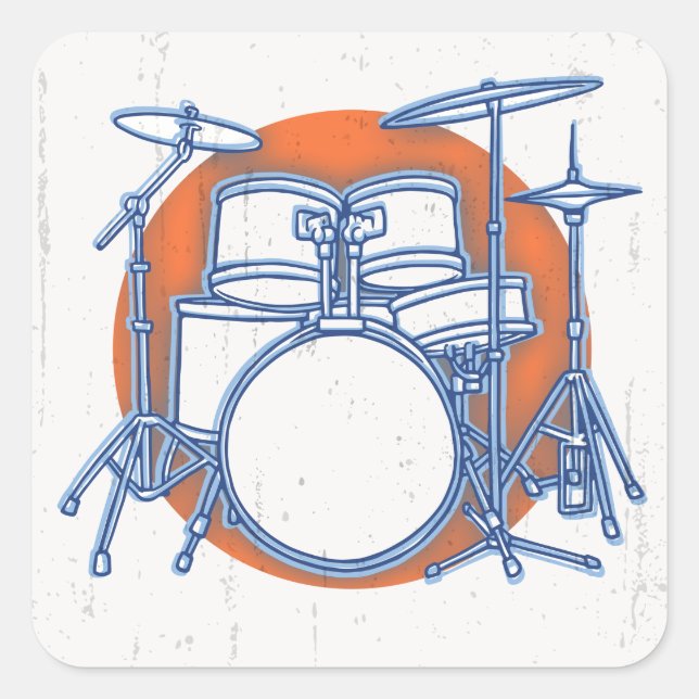 Drum Kit Offset Square Sticker (Front)