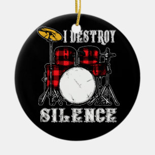 Drum Kit Percussionist Drummer I Destroy Silence Ceramic Tree Decoration