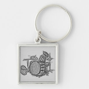Drum kit rock band grunge key ring