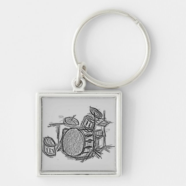 Drum kit rock band grunge key ring (Front)