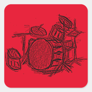 Drum kit rock band grunge square sticker