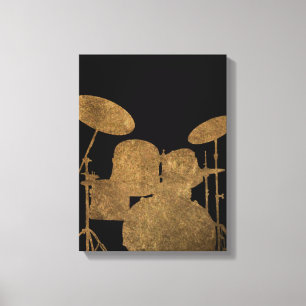 Drum Kit Silhouette Canvas Drummer Music Art Print