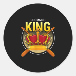 drum kit t  a drummer with percussion instruments classic round sticker