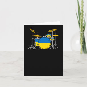 Drum Kit Ukrainian Flag Drummer Musician Sticker  Card