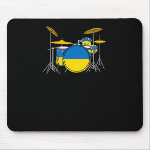 Drum Kit Ukrainian Flag Drummer Musician Sticker Mouse Mat
