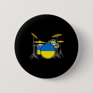 Drum Kit Ukrainian Flag Ukraine Drummer Musician  6 Cm Round Badge